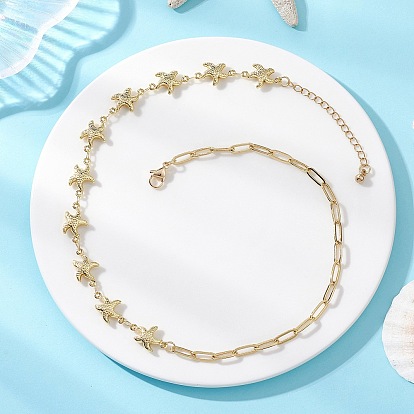 Океан 304 цепочка из нержавеющей стали в виде морской звезды и цепочка из латуни в виде скрепки для женщин