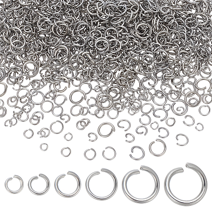 1200 шт. 6 стили устойчивы к потускнению 304 открытые соединительные кольца из нержавеющей стали, металлические разъемы для поделок ювелирных изделий и брелков