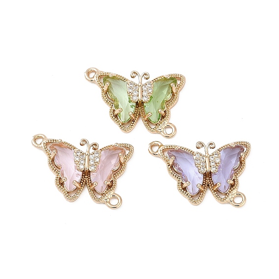 Латунь стекло кулоны, бабочки прелести, с легкой золотистой отделкой