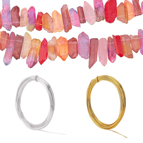 Наборы для изготовления кулонов с проволочной обмоткой своими руками, с окрашенными бусинами из натурального кристалла кварца и алюминиевой проволокой, пуля