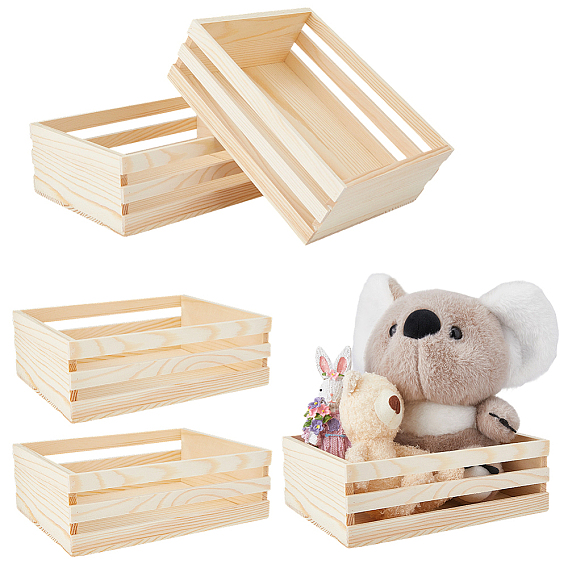 Wood Storage Basket, Rectangle