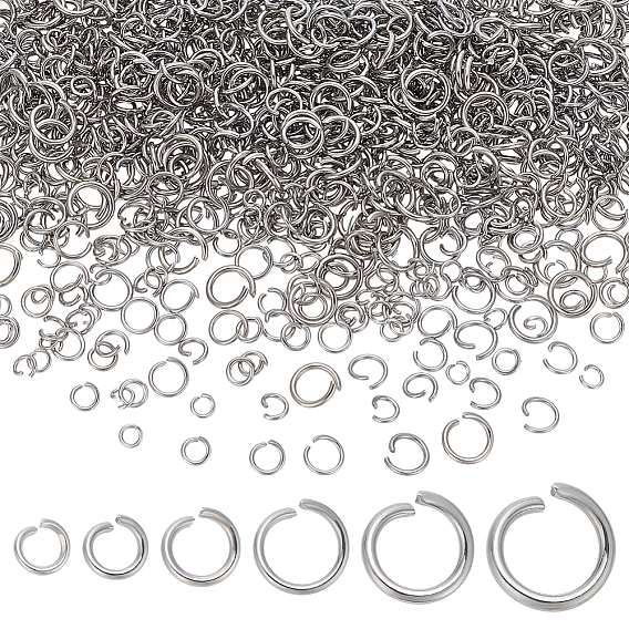1200 шт. 6 стили устойчивы к потускнению 304 открытые соединительные кольца из нержавеющей стали, металлические разъемы для поделок ювелирных изделий и брелков
