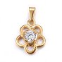 Pendentifs en acier inoxydable, avec zircons, fleur
