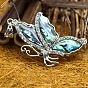 Natural Shell Pendants, Metal Rhinestone Finding, Butterfly
