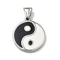 304 подвески из нержавеющей стали, амулеты тайцзи/инь-ян, с эмалью