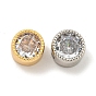 Латунь микропаве прозрачный кубический цирконий европейский бисер, бусины с большим отверстием, плоско-круглые