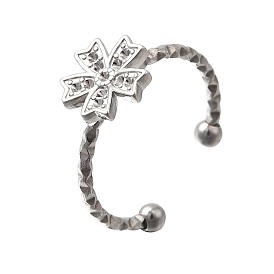 Цветок 304 регулируемое кольцо-манжета из нержавеющей стали со стразами