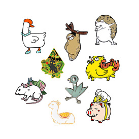 Cute Animal Collection Badge: Mouse, Alpaca, Pig, Sloth & Hedgehog Cartoon Fashion Brooch