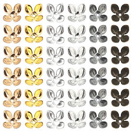 120шт 6 цвета железный колпачок для бусины, 4-лепесток, цветок