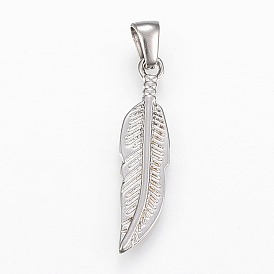 Pendentifs en acier inoxydable, plume