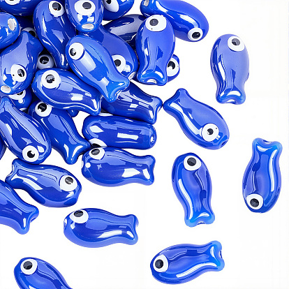 40шт. фарфоровые керамические бусины ручной работы, яркие глазированный фарфор, рыба