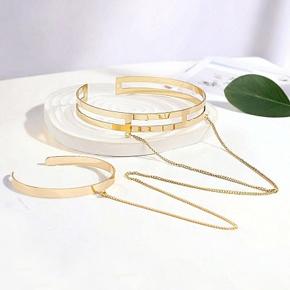 Браслеты-манжеты из сплава, двойные браслеты для женщин