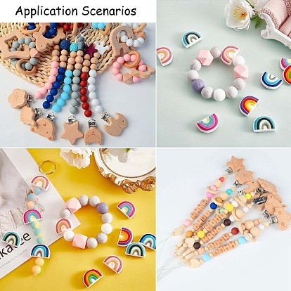 China Factory 18Pcs 6 Colors Rainbow Silicone Focal Beads Bulk Rainbow  Loose Spacer Beads Charm Color Silicone Beads Kit for DIY Necklace Bracelet  Earrings Keychain Craft Jewelry Making 17.5x25x9mm, Hole: 2mm in