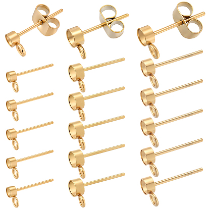 60 шт 3 стиль 304 серьги-гвоздики из нержавеющей стали, с петлей и ушной гайкой / серьгами