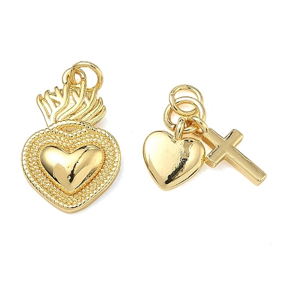 Латунные подвески, священное сердце/сердце с амулетами в виде креста, без свинца и без кадмия, стойки покрытие, долговечный