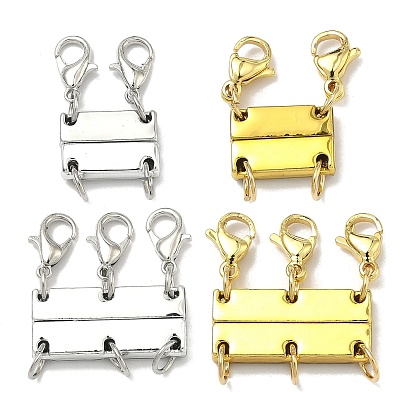 Латунные магнитные застежки, долговечный, стойки покрытие, прямоугольные, с карабин-лобстерами 