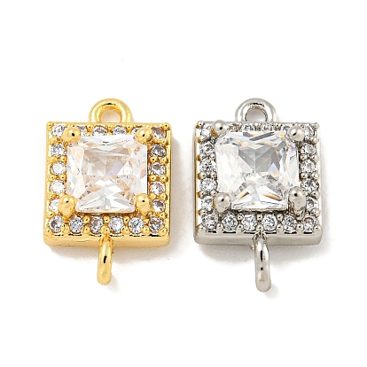 Латунные подвески из прозрачного кубического циркония, без кадмия, без никеля и без свинца, квадратные ссылки