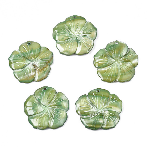 Natural Freshwater Shell Pendants, Dyed, Flower
