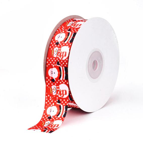 Single Face Printed Polyester Grosgrain Ribbons, Christmas Pattern