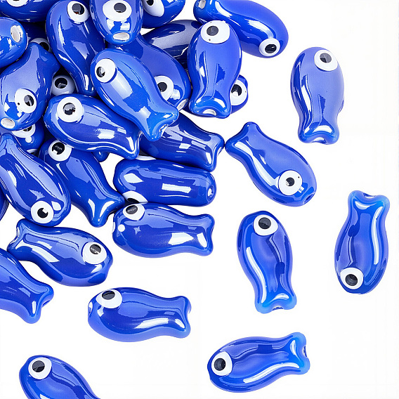 40шт. фарфоровые керамические бусины ручной работы, яркие глазированный фарфор, рыба