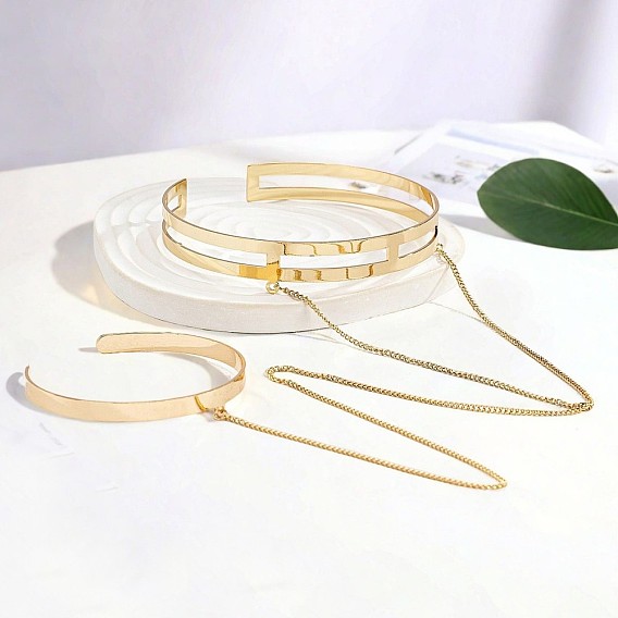 Браслеты-манжеты из сплава, двойные браслеты для женщин