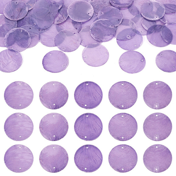 50 шт. подвески-коннекторы из ракушек Capiz, окрашенные распылением, натурального цвета, ссылки на диски