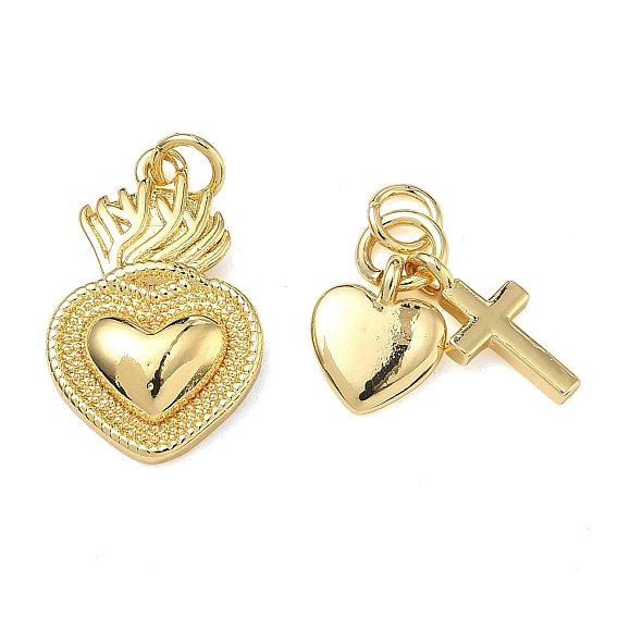 Латунные подвески, священное сердце/сердце с амулетами в виде креста, без свинца и без кадмия, стойки покрытие, долговечный