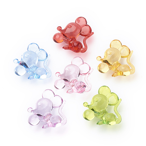 Прозрачные акриловые бусины, бусины с большим отверстием, мышь