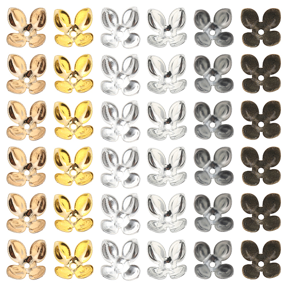 120шт 6 цвета железный колпачок для бусины, 4-лепесток, цветок