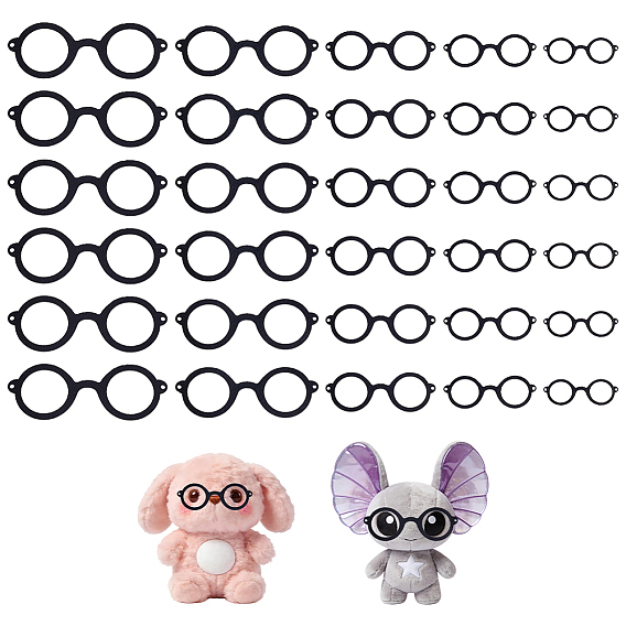 200Pcs 5 Styles Felt Craft Doll Eyeglasses, for DIY Doll Toys Puppet Plush Animal Making
