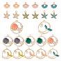 24Pcs 4 Style Zinc Alloy Enamel Pendants, with ABS Plastic Imitation Pearl, Mixed Shapes