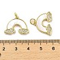 Brass Micro Pave Clear Cubic Zirconia Pendants, with Shell, Jump Ring, Rainbow