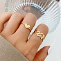 Chic Hollow Heart Joint Ring Set - Creative Black Glossy Love Rings (2pcs)