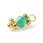 Glass Charms, with Golden Plated Brass Findings, Bicone