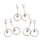Dangle Earrings, with Glass Beads, Oval Alloy Enamel Charms, Brass Linking Rings, Bar Link Chains and Earring Hooks