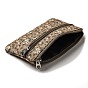 Flower Print Cotton Cloth Wallets with Alloy Zipper, Rectangle