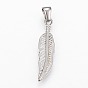 304 Stainless Steel Pendants, Feather