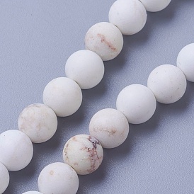 Brins de perles de magnésite naturelle, givré, ronde
