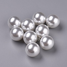 Acrylic Imitation Pearl Pendants, with Platinum Plated Alloy Findings, Round