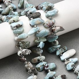 Природные ларимар бисер нитей, самородки, Топ пробуренной, упавший камень, с бисером