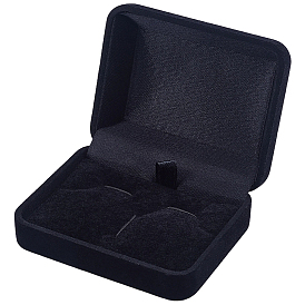 Cajas de almacenamiento de regalo de terciopelo, Cajas para gemelos con tapa abatible e interior negro, Rectángulo