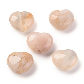 Natural Cherry Blossom Agate Beads, Heart