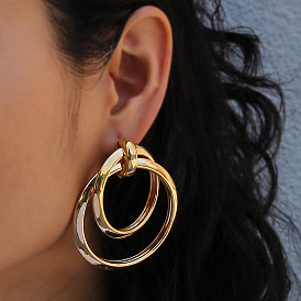 EA775 Jewelry Fashion Geometric Earrings Earrings Personality Double Circle Earrings For Women