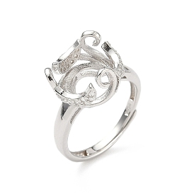 Родиевое покрытие 925 стерлинговое серебро микропаве прозрачный кубический цирконий регулируемые компоненты кольца, оправа для чашек в виде лунного безеля с овальными подносами