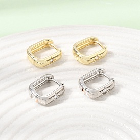 Brass Micro Pave Cubic Zirconia Hoop Earrings, Rectangle with Star, Cadmium Free & Lead Free, Rack Plating, Long-Lasting Plated