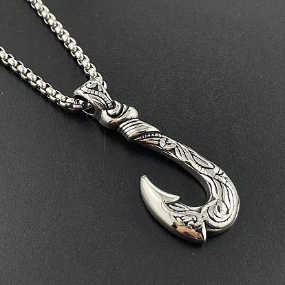 Ретро 304 подвеска в виде рыболовного крючка из нержавеющей стали в стиле океанского панка