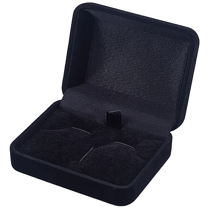 Cajas de almacenamiento de regalo de terciopelo, Cajas para gemelos con tapa abatible e interior negro, Rectángulo
