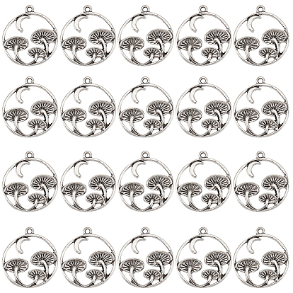 60 шт. Подвески из сплава в тибетском стиле, кольцо с подвеской в виде гриба и луны