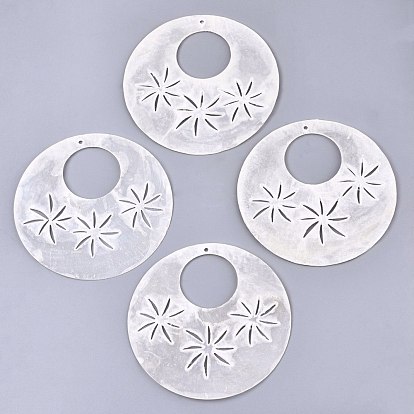 Natural Capiz Shell Big Pendants, Flat Round