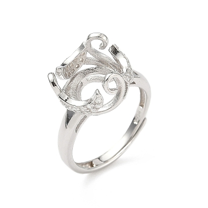 Родиевое покрытие 925 стерлинговое серебро микропаве прозрачный кубический цирконий регулируемые компоненты кольца, оправа для чашек в виде лунного безеля с овальными подносами